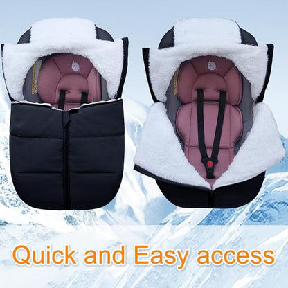Mom's Choice Awards Winner-TSAYAWA Winter Baby Infant Car Seat Cover-Keep Babies Warm Carseat Bunting Bag/Blanket for Newborn-Cold Weather Insulated Windproof Carrier Canopy for Travel (Black)