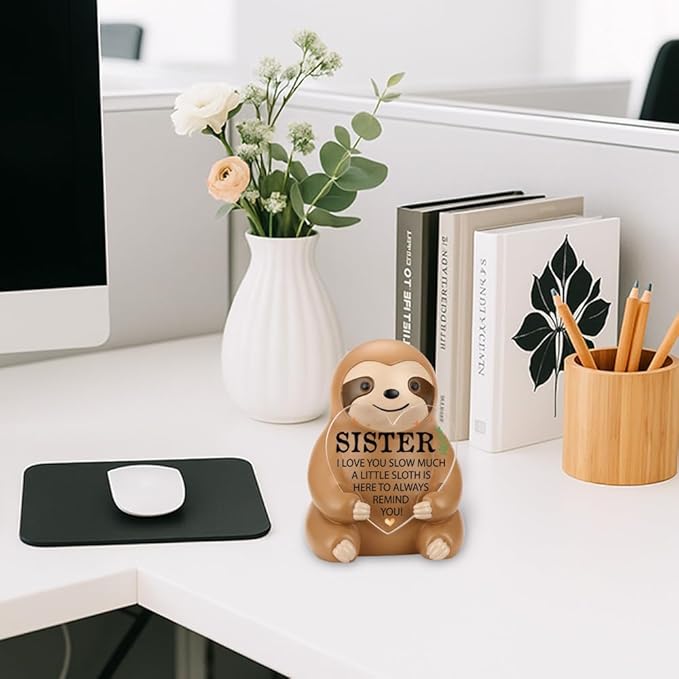 Sloth Figurines Gift, Birthday Gifts for Sister Women, Funny Cute Sloth Present for Bestie Friends Sister BFF Friendship Birthday Christmas YSS8