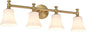 Bathroom Vanity Light Fixtures, Traditional Aged Brass 4 Lights Wall Sconce Lighting with Opal Glass Shade, Porch Wall Mount Light Fixture for Bathroom, Mirror Cabinets Hallway Stairs