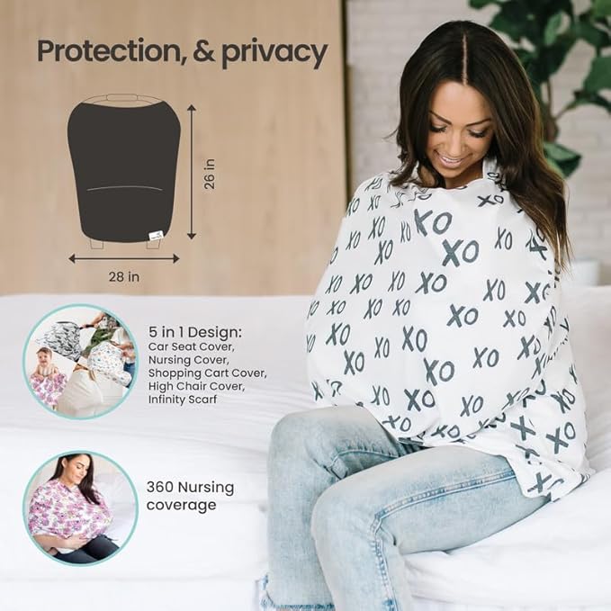 Copper Pearl Multi-Use Cover: Car Seat Covers, Nursing Cover, and Stroller Cover for Sun - Stretchy Fabric, All-Season Use, Stylish Designs, Easy Access for Moms - Maeve