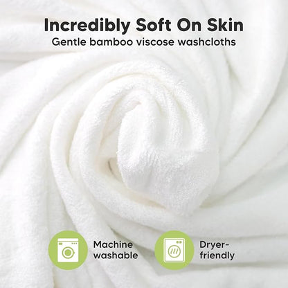 6-Pack Baby Washcloths – Soft Absorbent Viscose from Bamboo Washcloths for Face, Body, Baby Towels for Newborn, Kids, Toddlers, Infant, Gentle on Sensitive Skin, 10x10 Reusable Face Towels (Cool Gray)