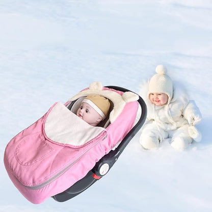 Car Seat Cover for Babies,Winter Baby Car Seat Cover Infant Carseat Cover for Boys & Girls - Keeps Baby Warm and Cozy,2 in 1 Universal Zipped Baby Carseat Cover Fit for All Season-Pink