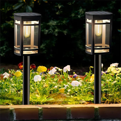 EXCMARK 16 Pack Solar Lights Outdoor Waterproof for Garden Pathway Walkway Driveway Yard Lawn Decorative Landscape Lighting. (Warm White Light, 16)