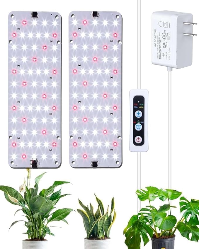 Panel Grow Light for Indoor Plants, 20W Ultra-Thin Full Spectrum LED Grow Light for Shelf & Cabinet, Dimmable with 6/12/16H Timer, Cold White, 1-Pack