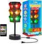 Playbees Mini Traffic Light Lamp with Base 11 inches Vibrant Decoration Working with Batteries or USB-C Traffic Light Blinking Modes Decoration for Bedrooms Stop Sign Room Decor