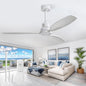 Sofucor Ceiling Fan without Lights, 52 Inch Low Profile Flush Mount Mordern Wood Ceiling Fan with Remote for Indoor Farmhouse Bedroom Living Room Outdoor Patio Porch, Reversible DC Motor, Noiseless