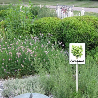 FemiaD Plant Label Signs Planted Herb Garden Markers Waterproof Aluminum Plant Stake Tags Oregano Sign for Nursery Indoor Outdoor Garden Decoration 4.6x6inch
