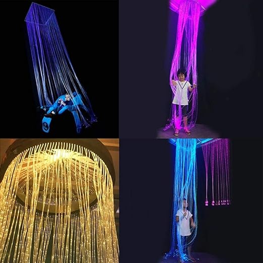 AZIMOM 450pcs 0.03in 13.1ft PMMA Plastic Fiber Optic Curtain Waterfall Light Cable Flash Point Fiber Optic Strands Side Glow Optical Fiber Hanging Strings