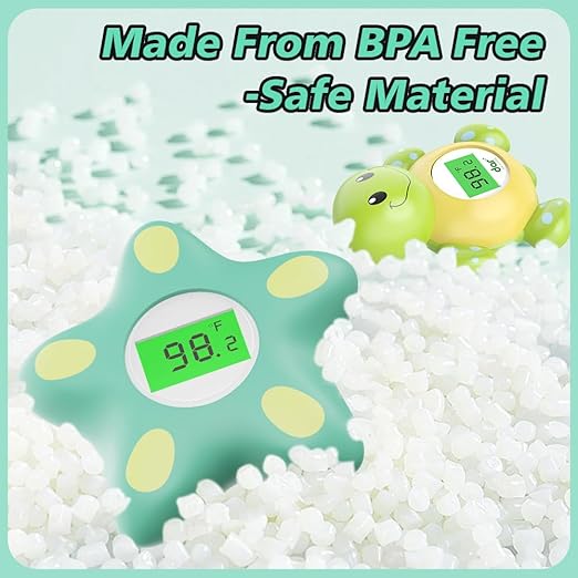 Baby Bath Thermometer, Infant Digital Water Thermometer Safety with 4 Color Backlit and Temperature Warning, Room Thermometers Floating Toy for Infant, Toddler, Bathtub, Swimming Pool