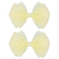 Tiny 3 Inch Dot Organza Double Hair Bow Clips - Cute Lined Boutique Alligator Hairpin for Girls, Toddlers, and Little Teens - Kids Barrettes Set of 2 Small Stylish (Yellow)