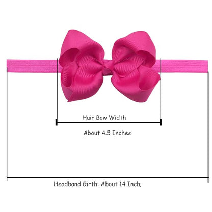 CÉLLOT Baby Girls Headbands Grosgrain Ribbon 4.5" Hair Bows Headband Big Bow Hair Bands for Toddler Pack of 30