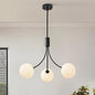 CNRATYE 3-Light Modern Farmhouse Black Chandeliers for Entryway, Mid Century Milk Globe Sputnik Chandelier, Vintage Pendant Lighting for Kitchen Island Dining Room Foyer Bedroom Bathroom