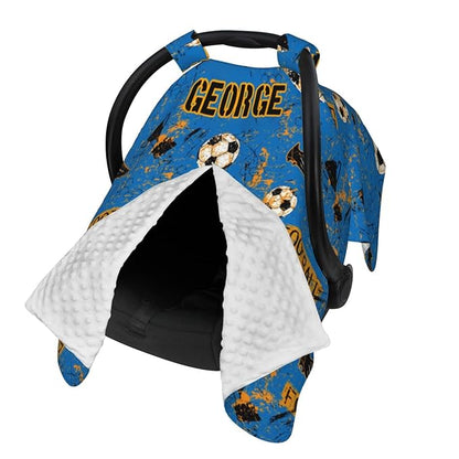 Personalized Baby Car Seat Canopy for Babies with Name, Custom Soccer Stroller Car Seat Covers for Boys, Nursing Carseat Cover for Breastfeeding, Car Seat Canopies for Infant Newborn