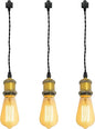 Kiven H-Type Wire Track LightPendants,Cord Length Customization Provided, 3 Lights Restaurant Decorative Pendant Light Industrial Pendant Lamp, Bulb Not Included,Gold Finish