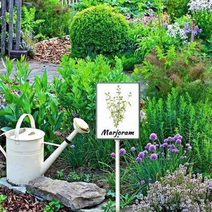 FemiaD Plant Label Signs Planted Herb Garden Markers Waterproof Aluminum Plant Stake Tags Marjoram Sign for Nursery Indoor Outdoor Garden Decoration 8x12inch