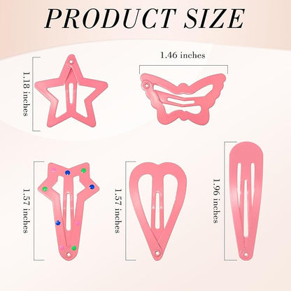 obeoby 82 Pcs Colorful Hair Clips for Girls, 5 Shapes Cute Metal Snap Hair Clips Heart Star Butterfly Barrettes for Kids Baby Toddlers Accessories Daughter Birthday Gifts Graduation