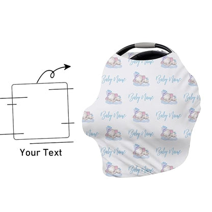 Custom Car Seat Covers for Babies - Breathable Baby Car Seat Cover for Girls Boys, Blue Elephant Print Kick-Proof Newborn Carrier Canopy Stretchy Stroller Cover for 4 Seasons(27"x29")