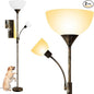 BoostArea Floor Lamps for Living Room, Standing Lamp, 71" Torchiere Floor Lamp with Reading Lamp, 3 Way Switch, Corner Floor Lamps for Living Room/Bedroom, Rustic Bronze Floor Lamp(E26 Base, No Bulb)
