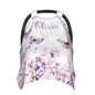 Personalized Baby Car Seat Canopy with Name – Custom Butterfly Purple Minky Nursing Cover for Girls, Soft Stroller Cover for Infants & Newborns, Carseat Canopy for Breastfeeding