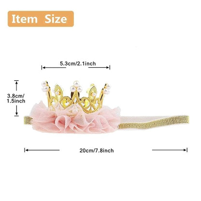 Nishine Princess Toddler Girls Crown Tiaras Baby Elastic Birthday Party Crown Headband Photo Props Gift (Pear&Gold)