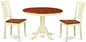 East West Furniture HLAV3-BMK-W 3 Piece Modern Dining Table Set Contains a Round Wooden Table with Pedestal and 2 Kitchen Dining Chairs, 42x42 Inch, Buttermilk & Cherry