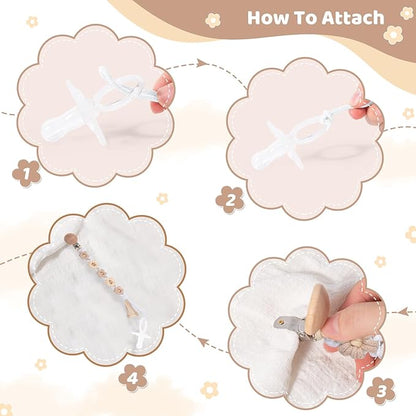 Pacifier Clip for Boys Girls Floral Daisy Macrame Baby Paci Clip Pacifier Holder Leash Boho Wooden Clips Handmade Braided Cotton Binky Clips (1pack:Light Yellow Daisy A)