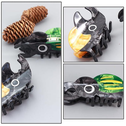 2 PCS Rhinoceros Beetle Hair Clip Fantasy Hair Claw Clip Acetate Barrettes for Thick & Thin Hair Medium Hair Clips Funny Animal Non-Slip Headdress Strong Hold Hair Accessories for Women & Girls