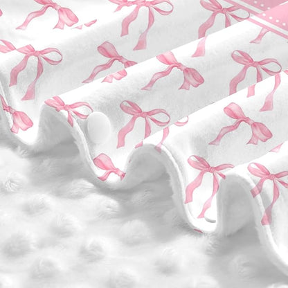 Personalized Baby Car Seat Canopy with Name – Custom Pink Bow Minky Nursing Cover for Girls, Soft Stroller Cover for Infants & Newborns, Carseat Canopy for Breastfeeding