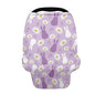 Wanyint Stretchy Baby Car Seat Covers Carseat Canopy Baby Breastfeeding Stroller High Chair Shopping Cart Cover Nursing Scarf Infant Stroller Cover, Easter Rabbit Paw Daisy Violet