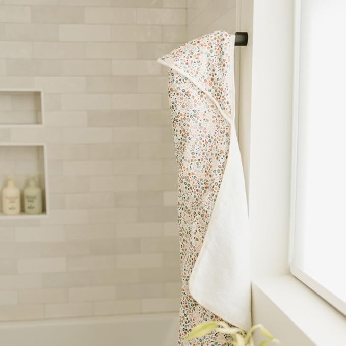 Little Unicorn Premium Infant Hooded Bath Towel| Soft & Absorbent Cotton & Terry Fabric for Newborns (Pressed Petals)