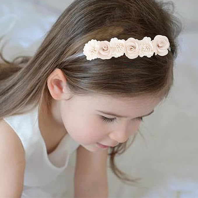 cherrboll 3pcs Baby Girl Flower Headbands, Super Soft & Stretchy Nylon Floral Hairbands for Newborn Toddler