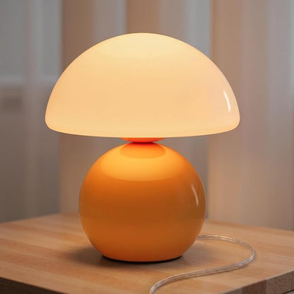 NIORSUN Mushroom Lamp,Table Lamp for Bedroom, 2700k Dimmable Desk Lamps,Small Bedside Table Lamps for Living Room Night Stands, Mushroom Decor Cute Mini Modern Mid Century Lamps Orange