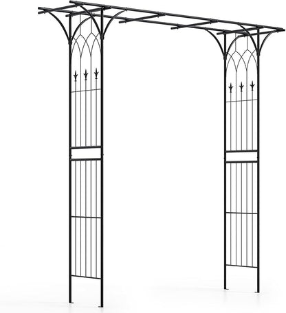 Giantex Garden Arbor Wedding Arch for Ceremony Party, Metal Trellis Archway for Climbing Plants Rose Grape Vines, Steel Frame Pergola Decoration for Backyard Patio Lawn Pathway, Easy to Assemble