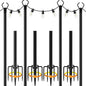 Mutovlin 4 Pack String Light Poles,10 Ft Light Poles for Outside String Lights,Outdoor Lights Pole with Fork,Metal Poles Stand for Patio Deck Backyard (10FT 4 Pack)