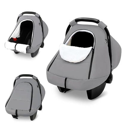 SWESEN Winter Car Seat Covers for Babies, Cozy & Warm Cover, Infant Car Seat Canopy Water Resistant, Universal Cold Weather Shield, Grey