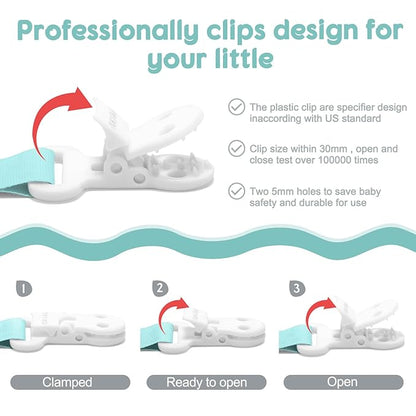 TYRY.HU Pacifier Clip for Baby, 2 Pack Neutral Pacifier Holder Clip for Girls Boys, Soft Webbing Soothie Christmas Binky Clips Fit All Pacifiers, Cute Baby Shower Gift，Tree & Candy