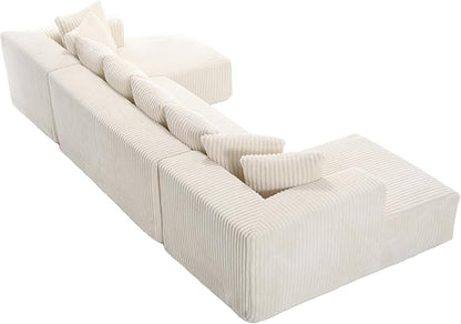Free Combination Cloud Boneless Modular Sectional Sofa with Chaise Lounge,Modern Minimalist Upholstered Couches, Oversized U Shaped Lounge Sofa Couch w/ 8 Pillows