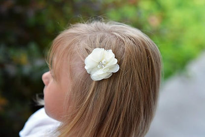 Baby Girls Chiffon Flower Hair Clips with Rhinestones and Pearl,YYCRAFT 24 pcs Party Wedding 2" Hair Accessory for Kids Toddler Infant Girls(12 colors)