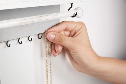 Rustic White Necklace Jewelry Organizer