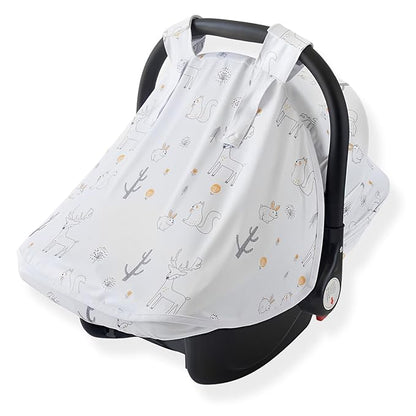 Baby Car Seat Cover, Infant Carrier Canopy for Boys Girls with Two Way Zipper Windproof 3 Modes with Extra Large Mesh Window for Stroller Car Seat (Style 2)