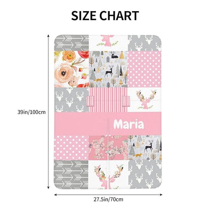 Personalized Baby Car Seat Canopy for Babies with Name, Custom Car Seat Covers for Girls, Infant Opening Minky Nursing Breastfeeding Stroller Cover Carseat Canopies for Newborn (Floral Deer Pink)