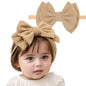 Baby Girl Soft Nylon Bow Elastic Headband Turban Toddler Infant Bow-knot Stretchy Hair Band Birthday Party Hair Bow Ribbon Accessories for Newborn Baby (Bow 2 - Light brown, Elastic)
