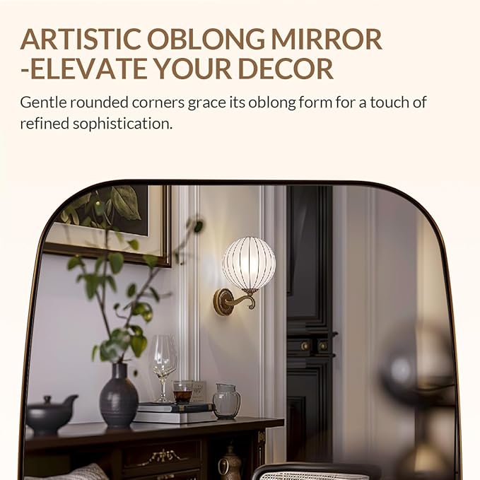 ANDY STAR Oval Mirrors for Bathroom, 20x30 Bronze Bathroom Vanity Mirror with Metal Frame, Oil Bronze Oblong Mirror for Over Sink, Modern Anti Rust Wall Mounted
