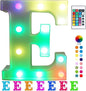 Pooqla Colorful LED Marquee Letter Lights with Remote – Light Up Signs Party Bar Letters Decorations for The Home - Multicolor E