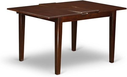 East West Furniture NODA5-MAH-C 5 Piece Dining Table Set for 4 Includes a Rectangle Kitchen Table with Butterfly Leaf and 4 Linen Fabric Kitchen Dining Chairs, 32x54 Inch, Mahogany