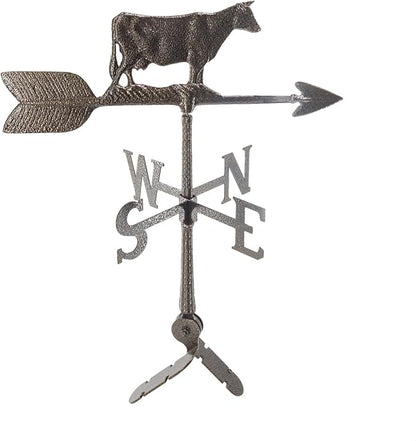 Montague Metal Products - Cow Weathervane - 6 Colors Available - Outdoor Windvane - Roof Metal Decor - Mount Included (4 to Choose from) - Hand Cast Aluminum Weathervane