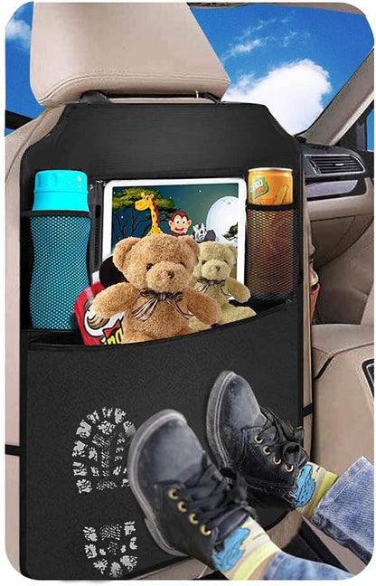 Premium Backseat Organizer for Kids 2 Pack, Heavy Duty Waterproof and Stain Resistant Kick Mats Back Seat Protector, Durable Backseat Car Organizer with Tablet Holder+Storage Pockets