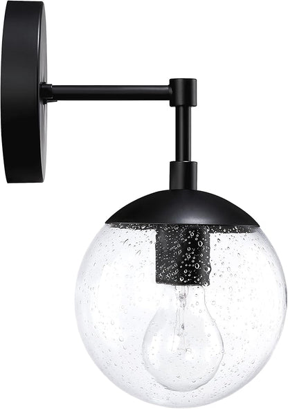 Design House Gracelyn 1-Light Dimmable Wall Sconce, Clear Seedy Glass Globe, Matte Black, 588871-BLK