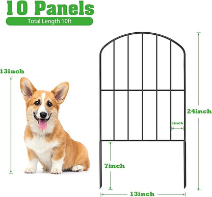 OUSHENG Decorative Garden Fence Fencing 10 Panels, 10ft (L) x 24in (H) Rustproof Metal Wire Border Animal Barrier for Dog, Flower Edging for Yard Landscape Patio Outdoor Decor, Arched