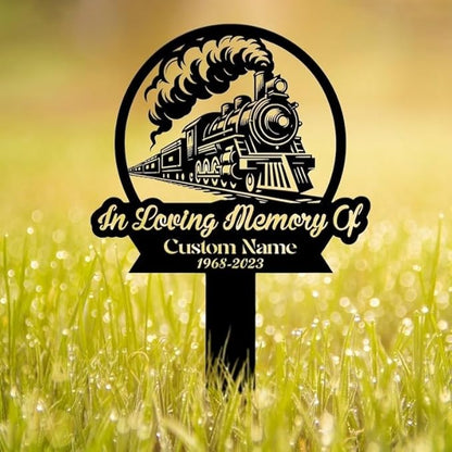 Personalized Train Driver Memorial Plaque Stake – Heartfelt Tribute, Sympathy Grave Marker, Remembrance Plaque (Train Memorial)